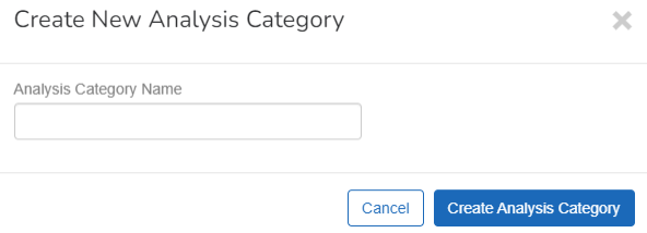 Screen shwoing Create Analysis Category form.