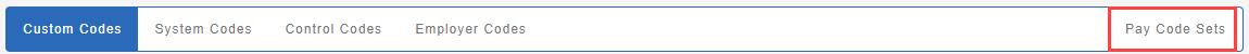 in Employer Settings menu, after selecting Add a pay code, with the Pay Code Sets option highlighted