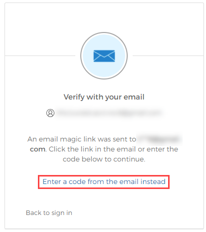 Select Enter a code from the email instead.