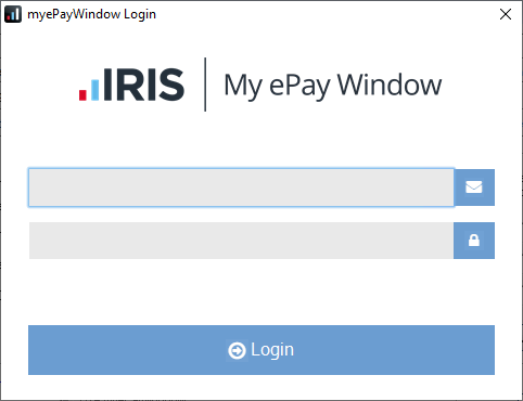 myePayWindow Login screen with Username and Password fields and a Login button