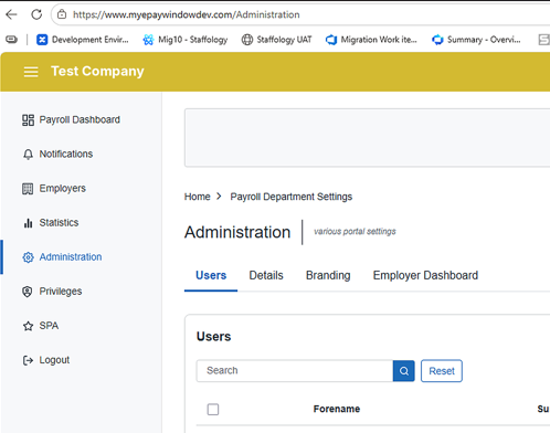 Administration tab in My ePay Window