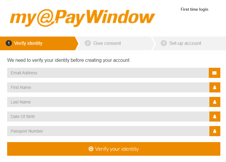 Verify your identity screen