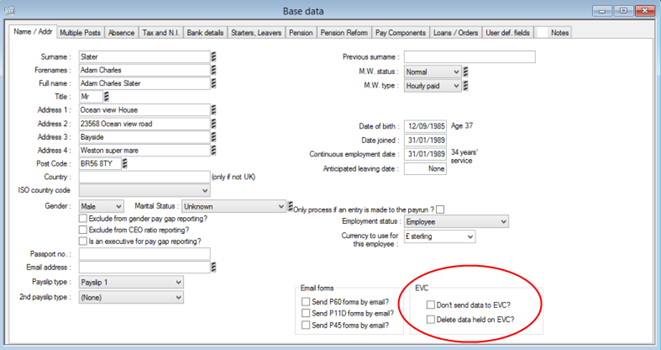 Employee Recird EVC fields